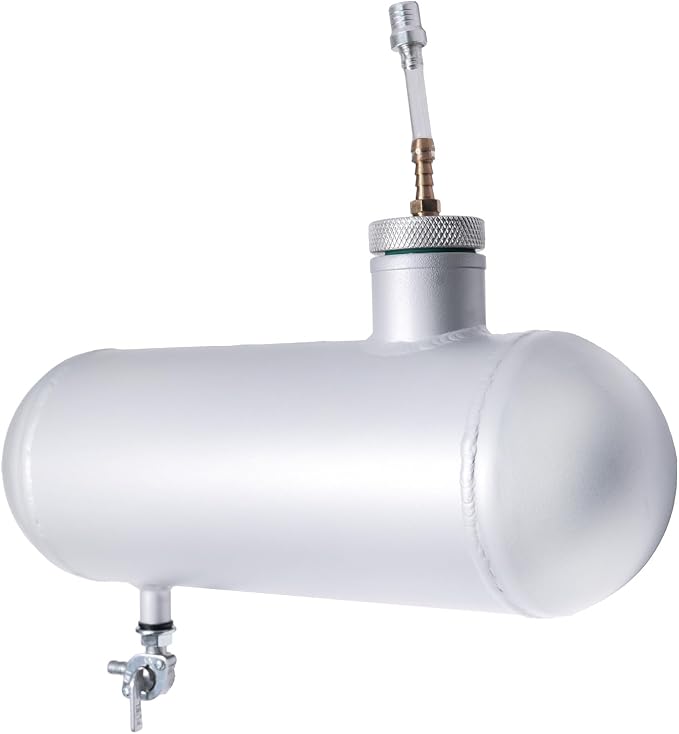 JMCHstore Side Aluminum Mini bike Gas Fuel Tank Cylinder 4x12'' for Coleman Baja Montser Mega moto Predator Hemi non 212 Engine, Massimo Axis RealTree Motovox Mototec Gas Bike, Go Kart Parts (Silver)