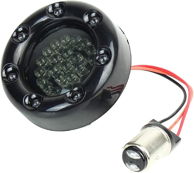 Eagle Lights 2 Inch Bullet Rear Infinity Beam LED Turn Signals and Brake Lights with LED Ring Covers for Harley Davidson - Black / 1157 Base