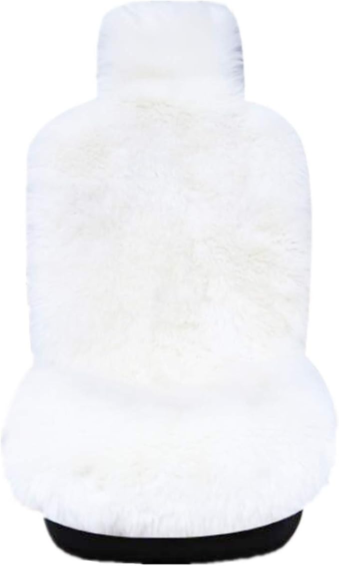 Winter Warm Authentic Australia Sheepskin Car Seat Cover Luxury Long Wool Front Seat Cover Fits Most Car, Truck, SUV, or Van (White)