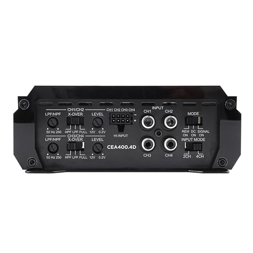 Orion Cobalt Elite CEA400.4D Class-D Compact 4-Channel High Efficiency Car Audio Amplifier, 400W RMS, Full-Range Power, Variable High & Low Pass Filters, 2/4 Ohm Stable, MOSFET Power Supply