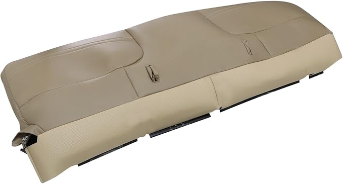 NLQR Front Full Bench Bottom Replacement Leather Seat Covers Tan Compatible with Ford F250 F350 F450 F550 1999 2000 2001 2002