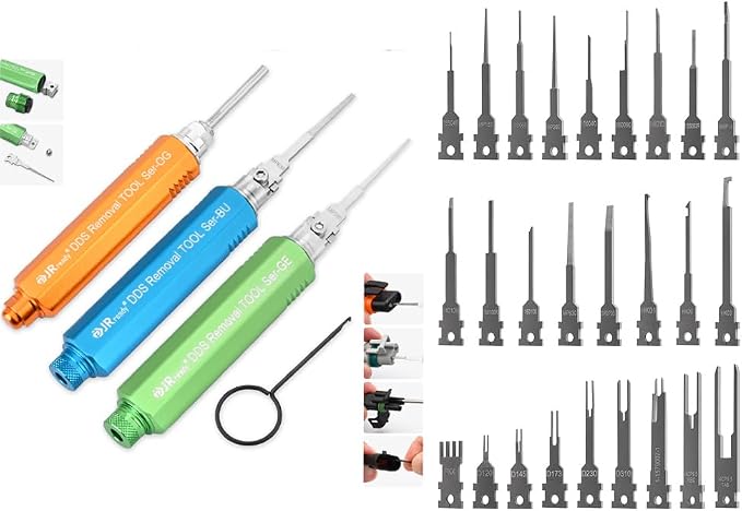 JRready DDS Metal Storage Handle Pin Removal Tool Kit for Weather Pack Metri-Pack Connectors with DRK-785084 AMP 1.5mm Superseal Removal Tool+26PCS Replacement Tips