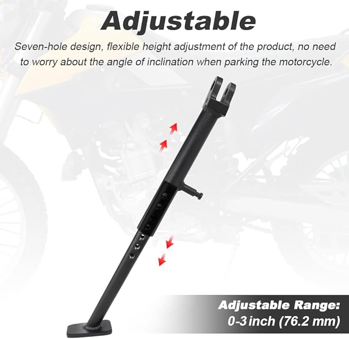 Xitomer 0-3 inch Adjustable Kickstand Fit for KLX300 2021-2023 / KLX250S 2009-2014 / KLX250 2020 2019 2018-2020, Motorcycle Adjustable Side Stand