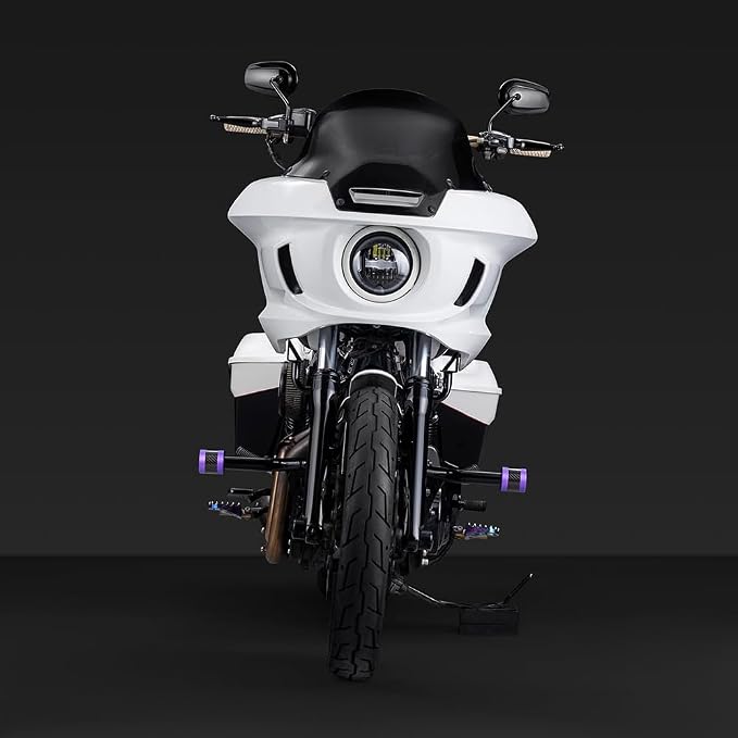 Advanblack ProTek Machined 1.25" Crash Bar Sliders Decorative Wheel Rotatable End For Front Engine Guard Harley Saddlebag Guards (Purple CNC w/Carbon Inlay)