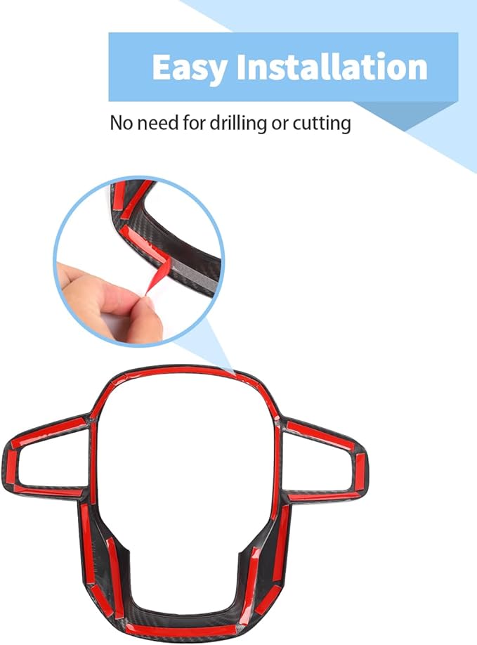 Voodonala Carbon Fiber Steering Wheel Panel Trim Cover fit for GMC-Sierra 1500 2019-2025 & GMC-Sierra 2500HD/3500HD 2020-2024, for GMC-Yukon 2021-2024