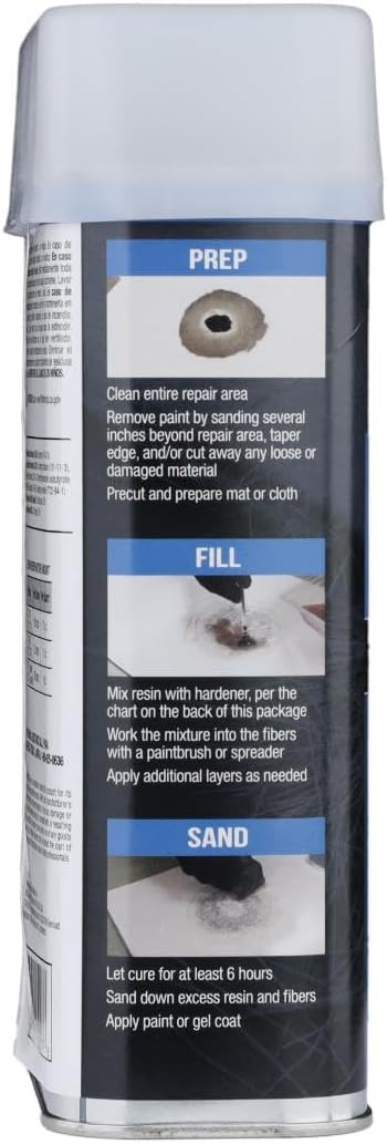 Evercoat Body Shop 105007 Pro-Grade Fiberglass Resin for Repairing and Rebuilding Panels & Holes in Fiberglass, Metal, Wood & More, Easy Mix Hardener Included 32 Fl Oz.