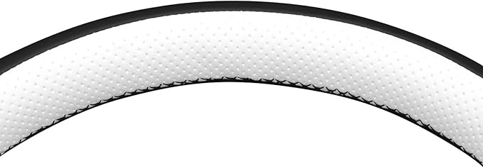 MEWANT Hand Stitch Black Smooth White Perforated Artificial Leather Steering Wheel Cover Wrap for Ford Mustang 2024