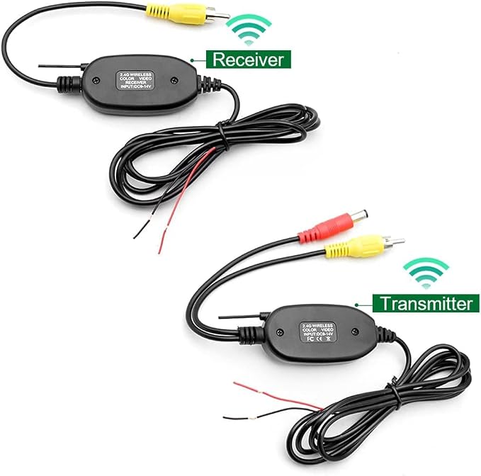 Wireless RCA Video Transmitter and Receiver Kit for Car Parking Backup Camera Monitor System (Model A with Reversing Control line)