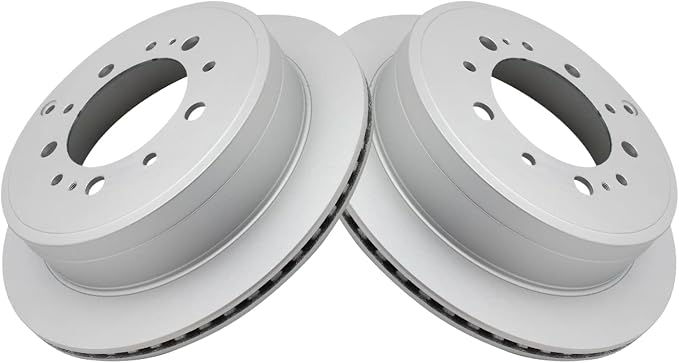 TRQ Rear Brake Rotor Set G Coated Vented Compatible with 2008-2021 Lexus LX570 2008-2021 Toyota Land Cruiser 2008-2022 Sequoia 2007-2021 Tundra