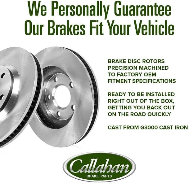 Callahan Brake Parts Front Brake Kit For Dodge Dakota 2000-02 | Dodge Durango 2000-02 - Disc Rotors with Ceramic Brake Pads + Hardware, EBYK018863
