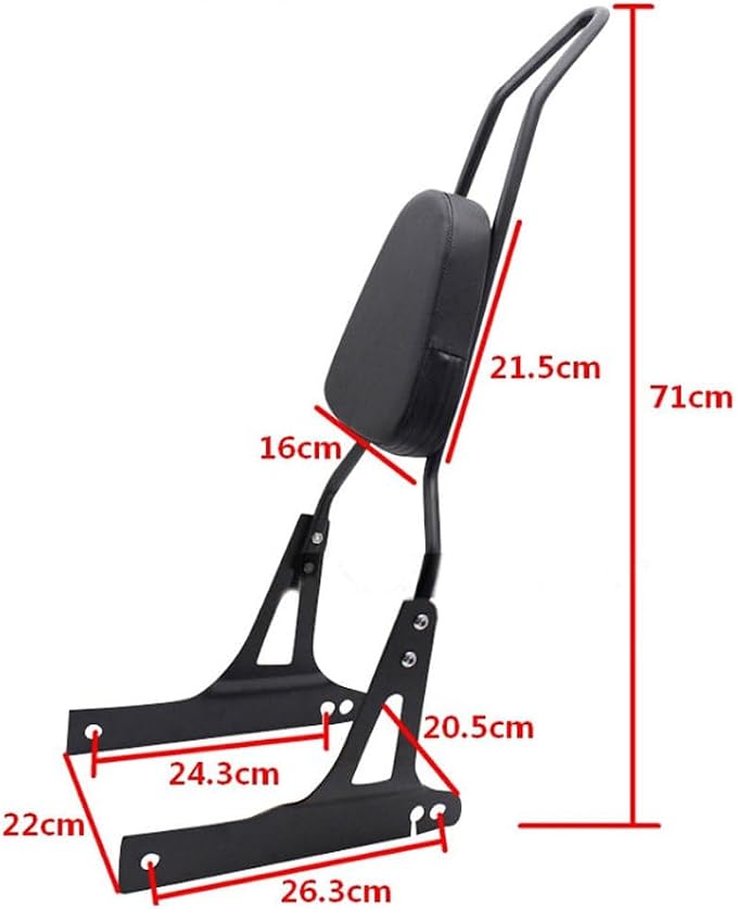 Lo.gas Motorcycle Rear Seat BackRest Sissy Bar Back Rest for Harley-Davidson Dyna Fxd Fxdb Fxdc Fxdl Streetbob Wide Glide Low rider (Silver)