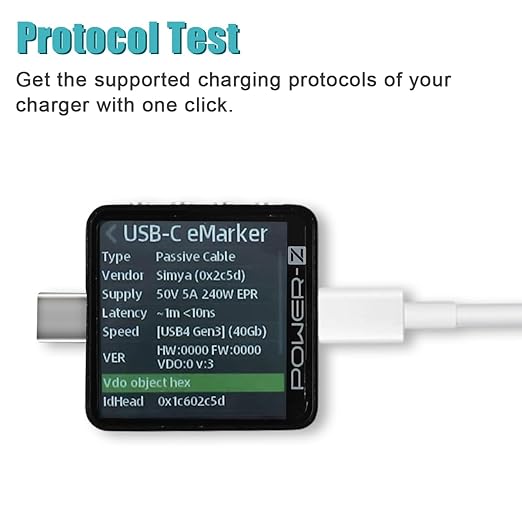 KM003C USB-C Tester PD3.2 Fast Charging Diagnostic Analyzer Tool | 1.54 Inch LCD Display, 20 Bit ADC Resolution, ARM Cortex-M4 Processor, 50V 6A 240W Max Power, Type-C Voltmeter Component