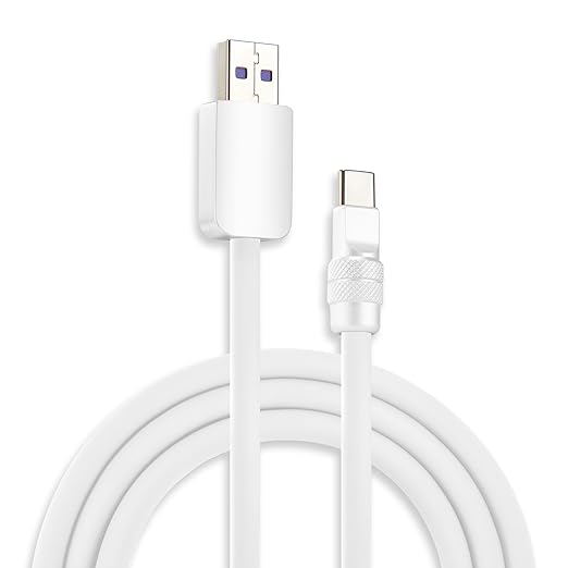 chubbycable Chubby 2.0 USB C 120W Fast Charging Cable Silicone Soft Durable USB C Cable Extra Thick Charger Cord Compatible with iPhone 17-15 Series iPad, White+White, USB-A to Type-C, 9.8FT