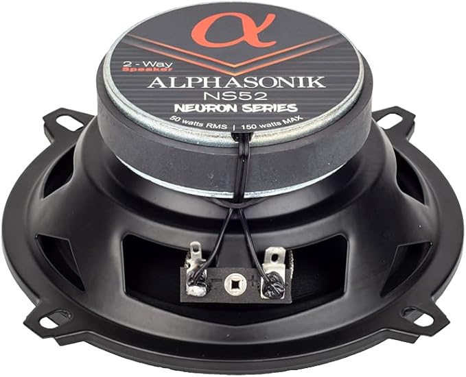 Alphasonik 1 Pair of NS52 Neuron Series 5.25" (300 Watts Max for The Pair) 150 Watts Max Per Speaker 2-Way Full-Range Car Audio Speaker with PEI Dome Tweeter Polypropylene Cone Grilles Included