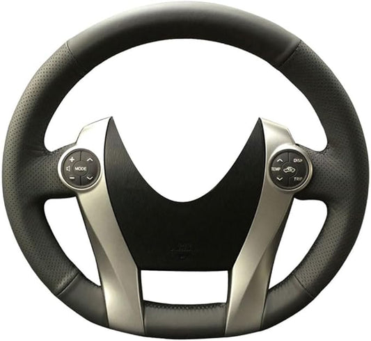 Eiseng DIY Steering Wheel Cover for 2010 2011 2012 2013 2014 2015 Toyota Prius Hatchback/for 2012-2019 Prius C/for 2012-2017 Prius V Wagon Plug-in Black Microfiber Leather Interior Accessories