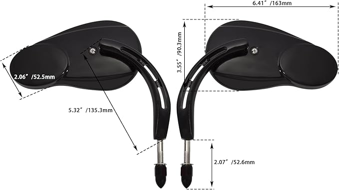 WOWTK Split Vision Rearview Mirrors fits for Harley 1982-2025 Most Models Road King Street Glide Road Glide Softail Iron 1200 Iron 883 Deluxe Fat Boy Sport Glide XG750 XG500 Sportster,Black