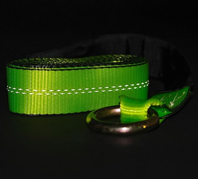 Mytee Products (4 Pack) 2" x8' Car Tie Down Ratchet Lasso Straps with Chain Anchor - 3,335 LBS WLL - High Viz Green Car Hauler Tire Straps for Trailers - Tie Down for UTV, Trucks, ATV