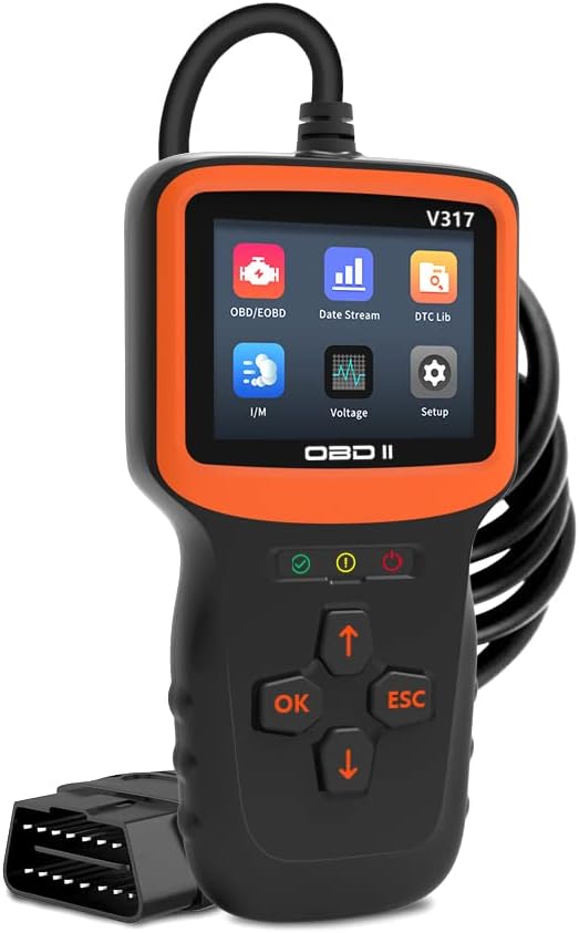 Outzone V317 OBD2 Scanner with 2.8" Color Screen, 8 Language Car Code Reader for All Gasoline Cars Since 1996, Read & Clear Check Engine Light, Supports I/M Readiness & Mode 8 Test
