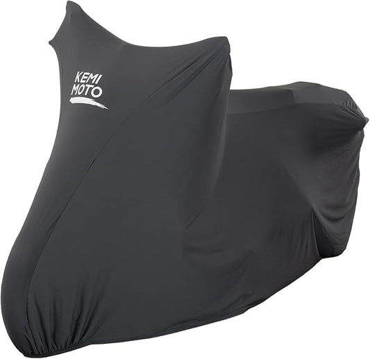 KEMIMOTO Indoor Motorcycle Cover Soft Stretch Elastic Dustproof Covers Fit for Touring Cruiser Street Glide Road King Scout Chief Rebel 500 1100 Low Rider Heritage Classic R 1300 GS Ninja 400 500 650