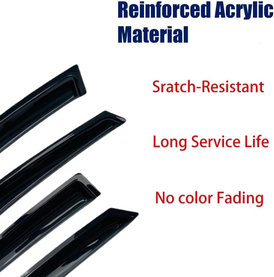 94368 Side Window Visors Wind Vent Deflector,4pcs Outside Mount Tape-On Nice Sun Rain Guards Set fit for 2015-2022 Jeep Renegade,Dark Smoke Window Shade