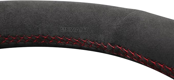 MEWANT Hand Stitch DIY Athsuede Steering Wheel Cover Wrap for Tesla Model 3 2017-2020 Car Interior