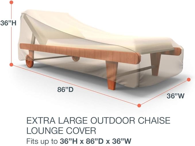 Budge Sendona Chaise Lounge Chair Cover, Tan, Extra Large