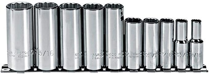 3/8" Drive 10 Piece Deep Socket Set - 12 Point