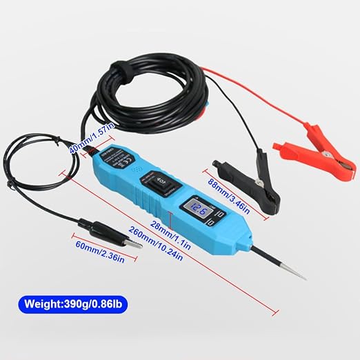 Multifunctional Car Circuit Tester, 3.5-36V DC Automotive Power Circuit Tester with LCD Display and Sharp Probe, Electric Test Pen for Car Battery Polarity Continuity Fuses (Blue)