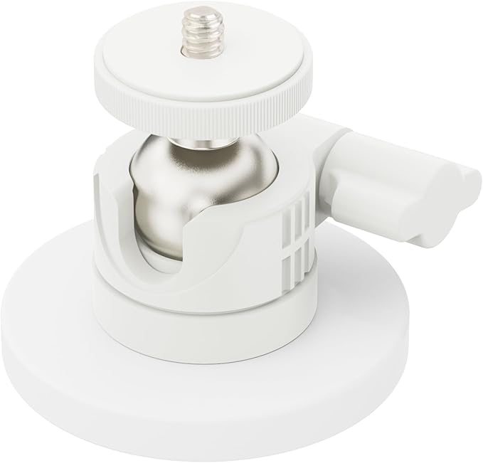 ULIBERMAGNET White Magnetic Camera Mount, Strong Magnetic Mount with 360° Rotation Ball Head, Security Camera Holder with 1/4 inch Thread for GoPro,DJI OSMO Action