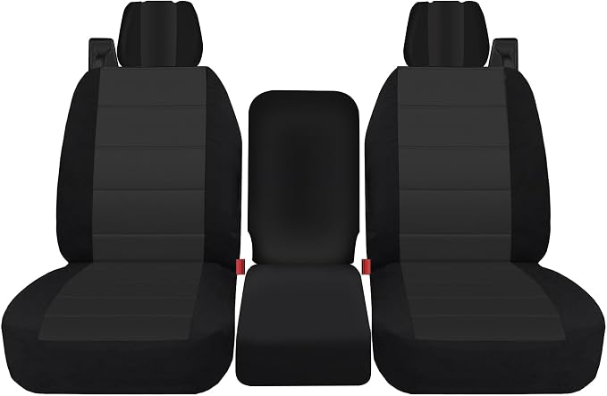 Front Durable Fabric Seat Covers for Ford F150 XL XLT Standard Cab 2004 2005 2006 2007 2008, Front 40/20/40 Split Bench with Integrated Seatbelts & Solid Armrest-Black