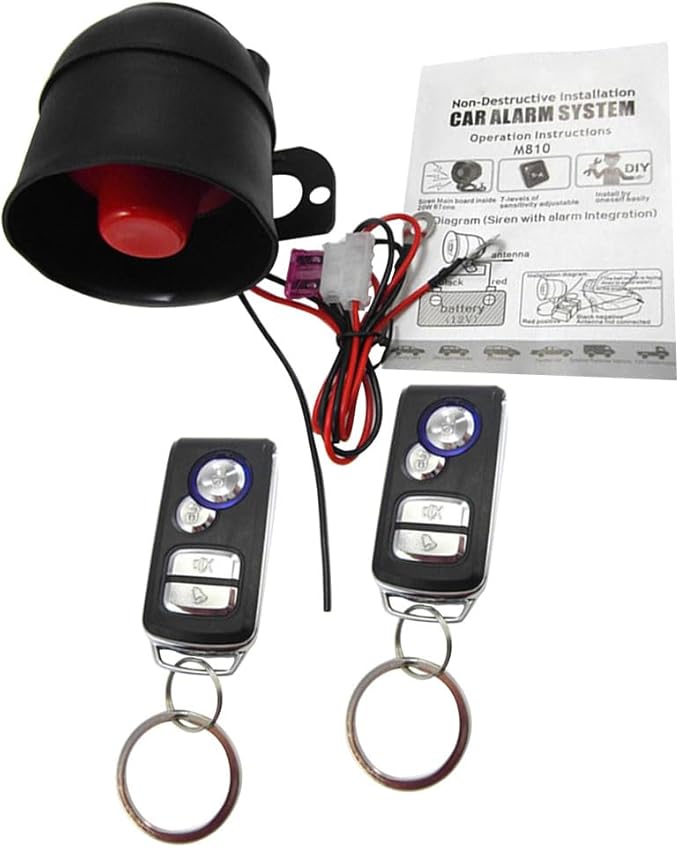 Riloer Universal 12V Car Alarm System, Universal Car Alarm Device, Car Alarm Device, Suitable for DC12V Cars