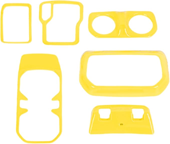 6PCS Interior Trim Kit Fit for 2018-2024 Jeep Wrangler JL JLU & Jeep Gladiator JT,Center Console Rear Outlet Window Switch 4W Drive Gear Shift Cup Holder Trim Cover(Yellow)