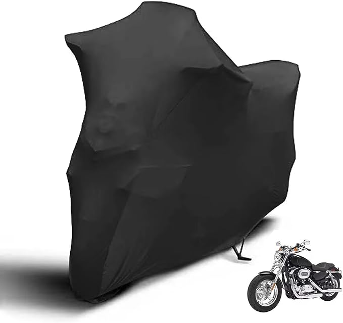 DZG Motorcycle Cover Indoor Stretch Soft Motorbike Cover Multiple Protection Dustproof Windproof Motor Cover with Storage Bag, 116 inch