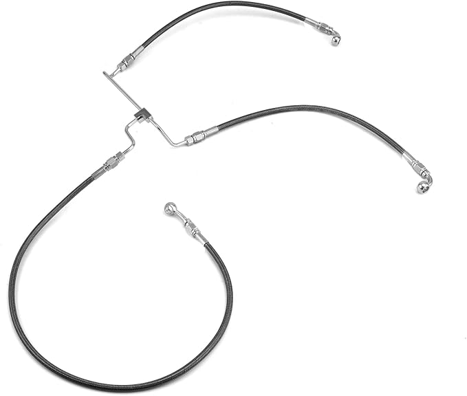 Mofun 64.75" Non-ABS Hydraulic Front Brake Line Kit Stainless Steel Compatible with Harley Touring Street Glide Road Glide Road King 2014-2023, Fit 12"-14" Handlebar Black