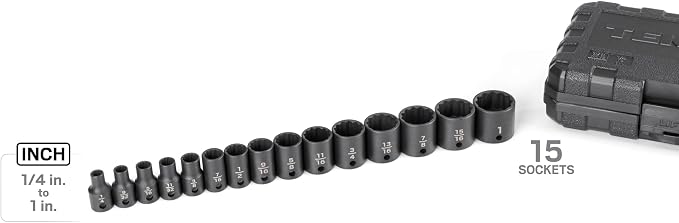 TEKTON 3/8 Inch Drive Impact Socket Set, 15-Piece | SID91304