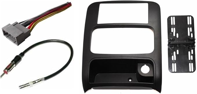 Aftermarket Double Din Stereo Installation Dash Kit Bezel + Standard Wire Harness & Antenna Adapter Compatible with Jeep Liberty 2003-2007