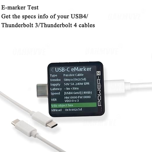 Power-Z KM003C USB C Tester, 1.54" Portable USB C Fast Charging Tester PD3.1 QC5.0 50V 6A 240W, Digital Voltmeter Ammeter Power Meter, for Charger Power Bank Cable Laptop