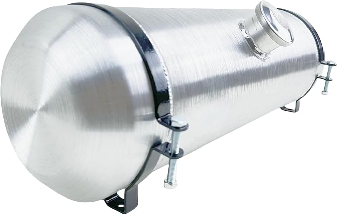 JSD 5 Gallons 8" x24" Aluminum Spun Round Gas Tank With Bracket Center Fill 1/2" NPT Outlet