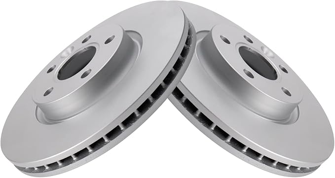 TRQ Front Brake Rotor Set G Coated Vented Compatible with 2012-2015 Land Rover Range Rover Evoque 2011-2018 Volvo S60 2007-2016 S80 2015-2018 V60 2008-2010 V70 2008-2016 XC70