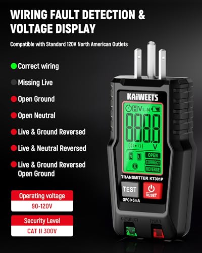 KAIWEETS Circuit Breaker Finder with LCD Display KT301P and KAIWEETS Non-Contact Voltage Tester Pen, Dual Range AC 12V/70V-1000V Electrical Tester KTL01