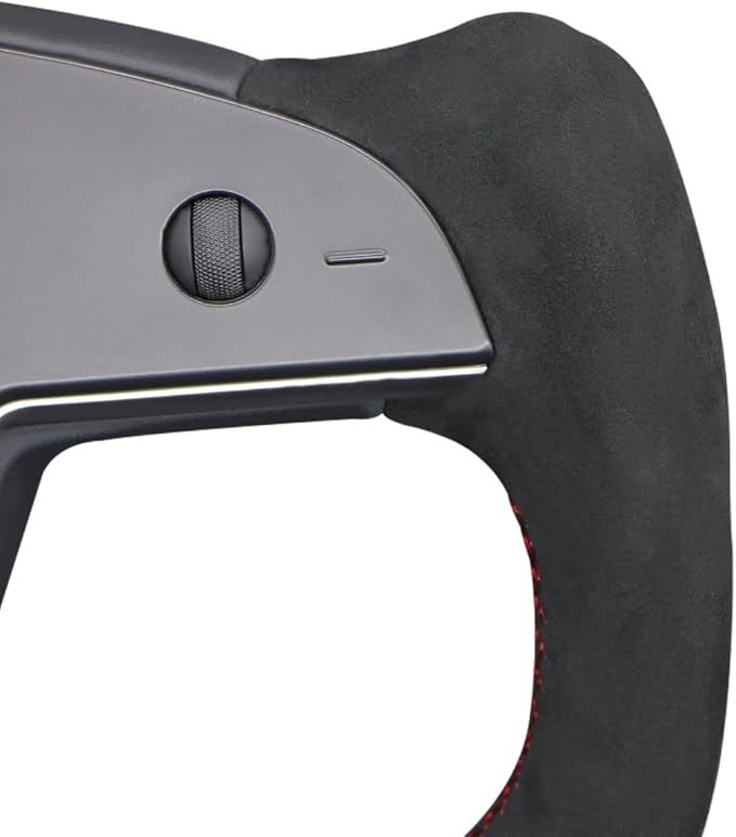 MEWANT Hand Sew on Black 9040 Athsuede Steering Wheel Cover for Tesla Model S Yoke 2021-2023 Model X 2021-2023