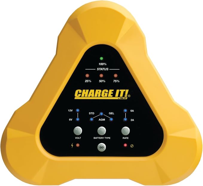 Clore Automotive CHARGE IT! 4506 6/12V (6/2) Amp Smart Charger, Yellow