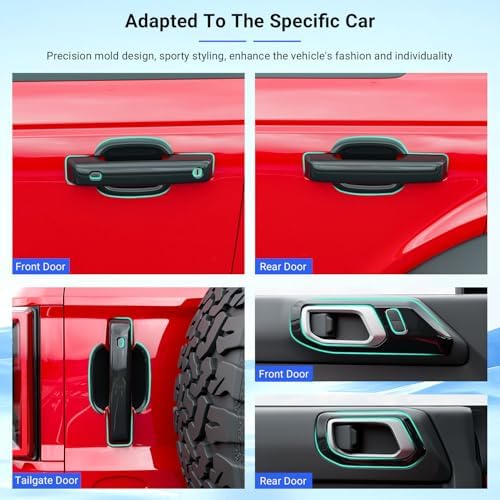 PTYYDS 16Pcs Door Handle Cover Compatible with 2021-2024 Ford Bronco Door Bowl Cover ABS Glossy Black Gear Shift Panel Cover Replacement for 2021-2024 Ford Bronco Accessories