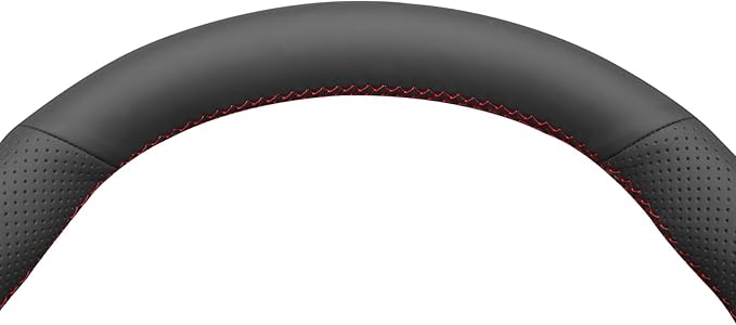 MEWANT Hand Stitch Steering Wheel Cover for Tesla Model Y 2020-2023 Model 3 2017-2023 Made of Black Artificial Leather