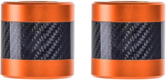 Advanblack ProTek Machined 1.25" Crash Bar Sliders Decorative Wheel Rotatable End For Front Engine Guard Harley Saddlebag Guards (Orange CNC w/Carbon Inlay)