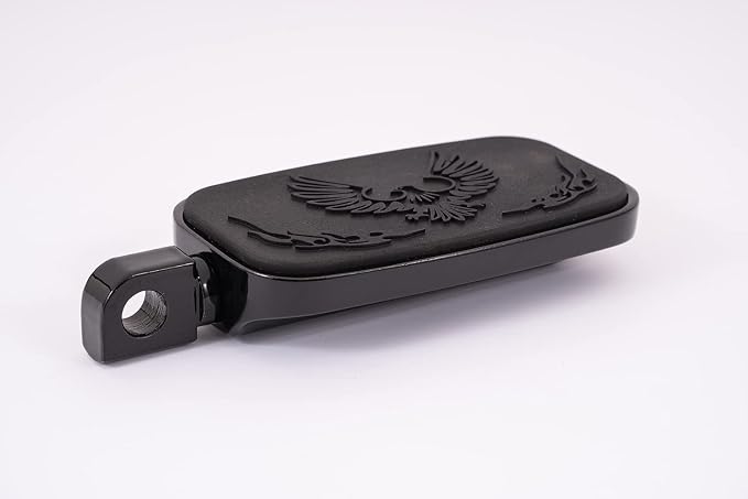 Kinglemc Front Rider Rear Passenger Position Floorboards Footboard Footpeg for Harley Dyna Touring Softail Sportster 883 1200 (Eagle 7.2 * 2.5", Black)