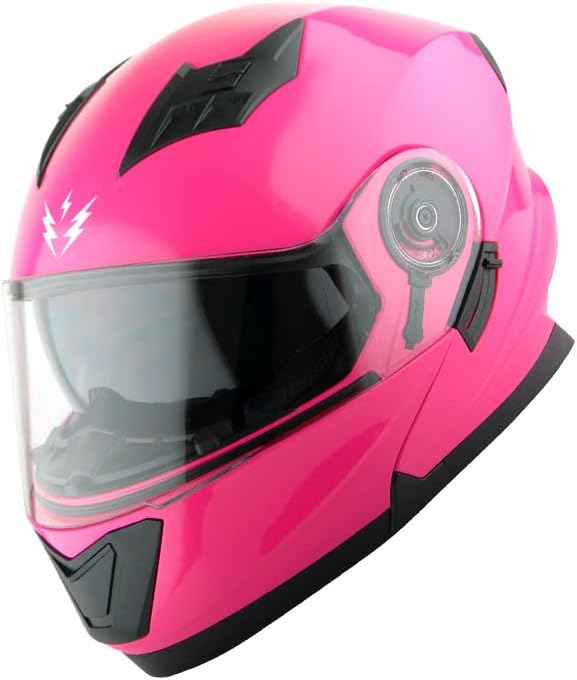 1Storm New Motorcycle Bike Modular Full Face Helmet Dual Visor Sun Shield: Glossy Pink