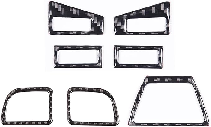 Real Soft Carbon Fiber Car Center Console Dashboard Air Outlet Warning Light Switch Panel Exhaust Vent Pulley Panel Decorative Stickers,for Toyota Supra 2019-2022,7PCS (Black)