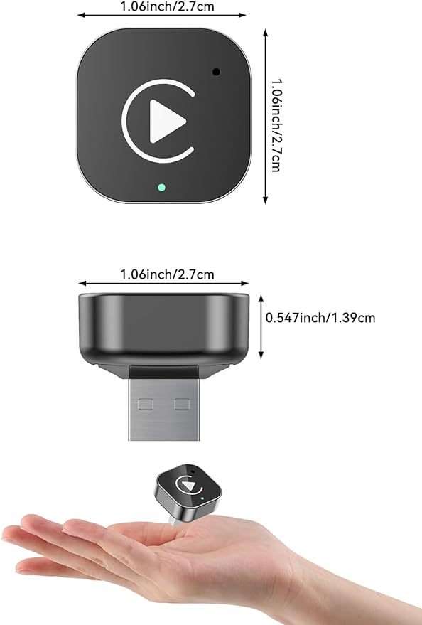 Wireless CarPlay & Android Auto Adapter, USB-A Plug-in Dongle, Converts Factory Wired CarPlay/Android Auto to Wireless (Gloss Black,USB-A)
