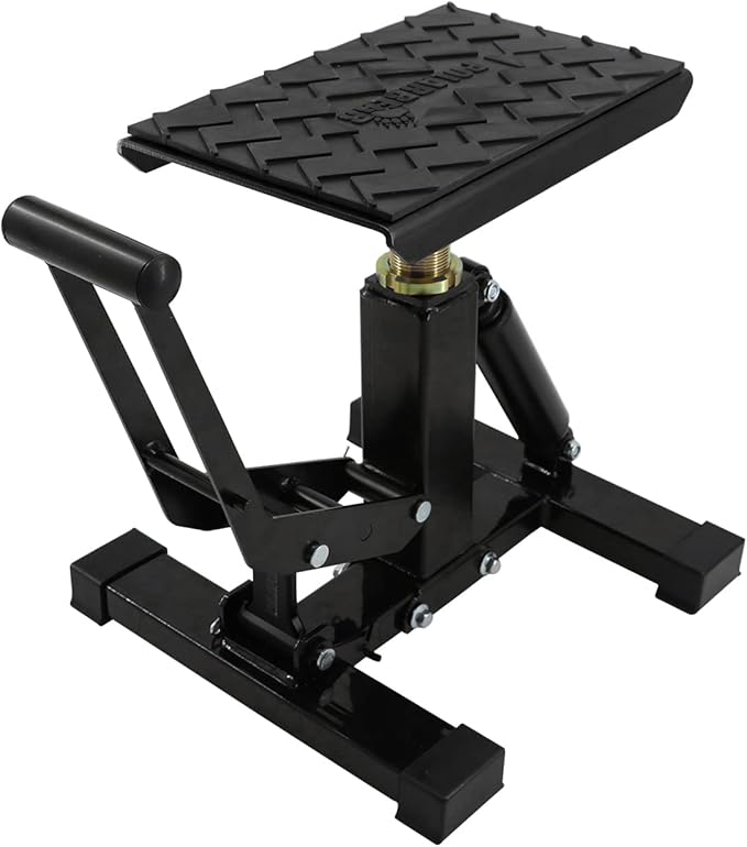 POLARBEAR Dirt Bike Stand Adjustable Jack Stand 1200Lbs Capacity Engine Stand Vertical Rise Easy Operated with DIY Stickers Lightweight(Black)